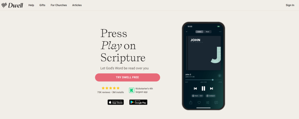 One of the best Christian apps for bible listening - Dwell